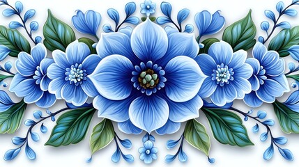 Obraz premium Blue floral border pattern