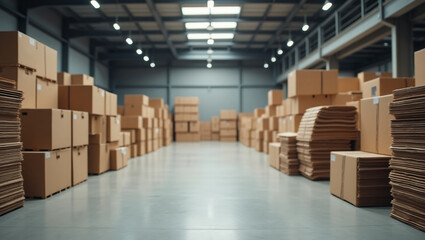 Cardboard Recycling Warehouse. Caring for the recycling of cardboard. 