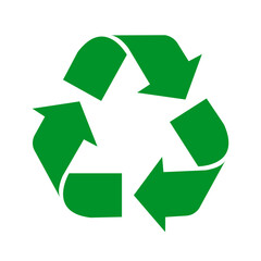 Obraz premium Green recycle icon, recycling sign, three circular arrows – vector