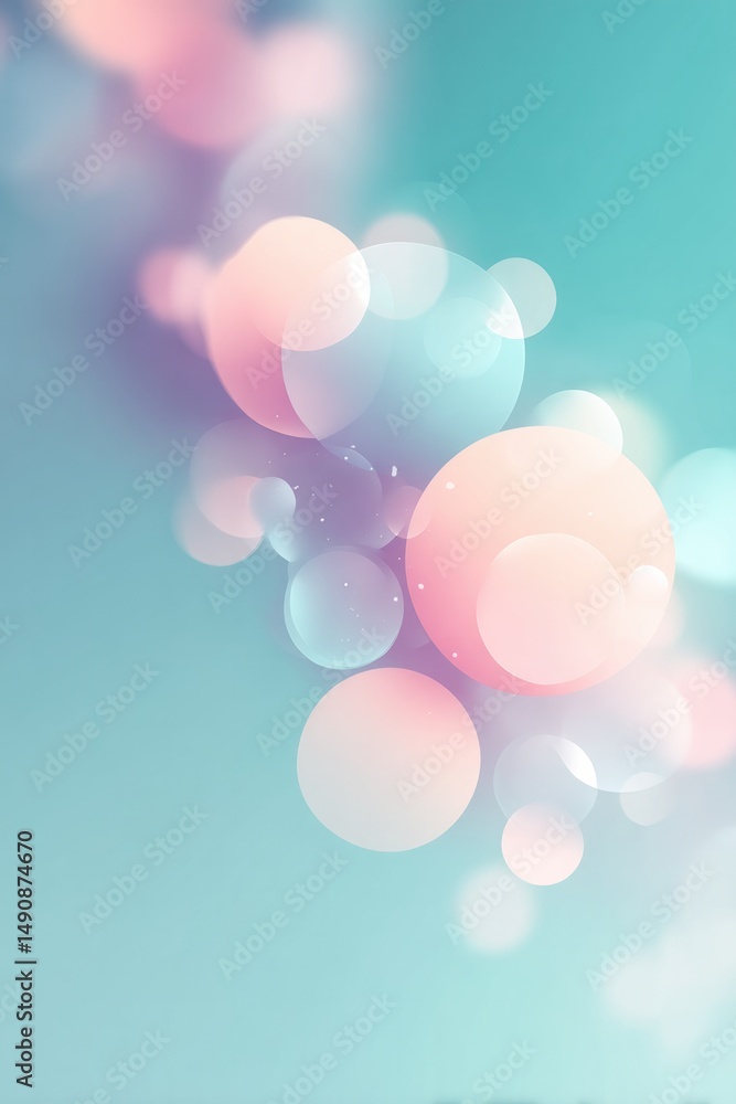 Poster blurred abstract shapes in soft pastel colors create minimalistic background with sense of movement 