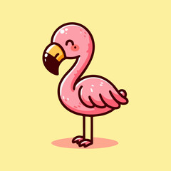 Flamingo vector, calm pink bird design, tropical cartoon animal illustration for minimal nursery wallpaper, seamless summer background, wildlife kids decor, art print for beach theme room