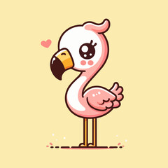 Flamingo vector, bold pink tropical bird cartoon, exotic animal illustration for seamless kids wallpaper, nursery background pattern, wildlife decor for summer beach art print and home