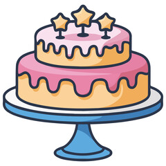 Celebration cake on stand isolated vector illustration