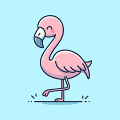 Flamingo vector, flat pink tropical bird cartoon, seamless pattern for nursery wallpaper, kids decor, wildlife background, summer beach theme drawing for art print and cute home illustration
