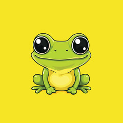 Adorable Cartoon Frog with Huge Eyes and Cheerful Expression