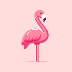 Flamingo vector, pink exotic animal mascot, tropical bird cartoon flat illustration for nursery background, seamless kids pattern, summer decor, wildlife wallpaper for home and art print