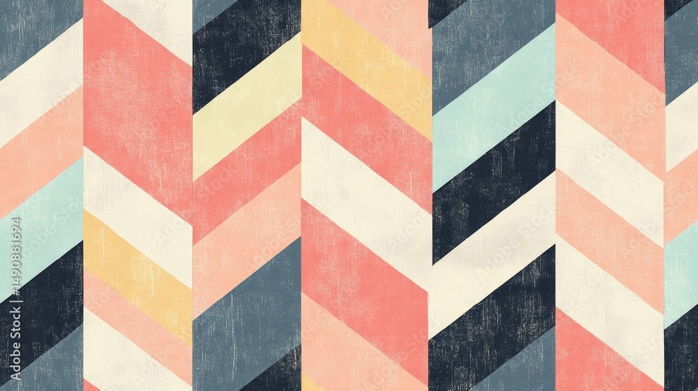 Poster colorful geometric pattern with textured blocks.