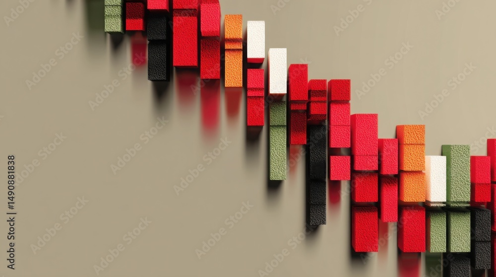 Poster bold red and green abstract background representing risk stacker dashboard utilizing fibonacci conte