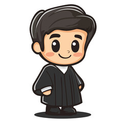 Adorable Cartoon Judge with Big Eyes and Black Robe
