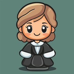 Adorable Cartoon Judge in Formal Attire