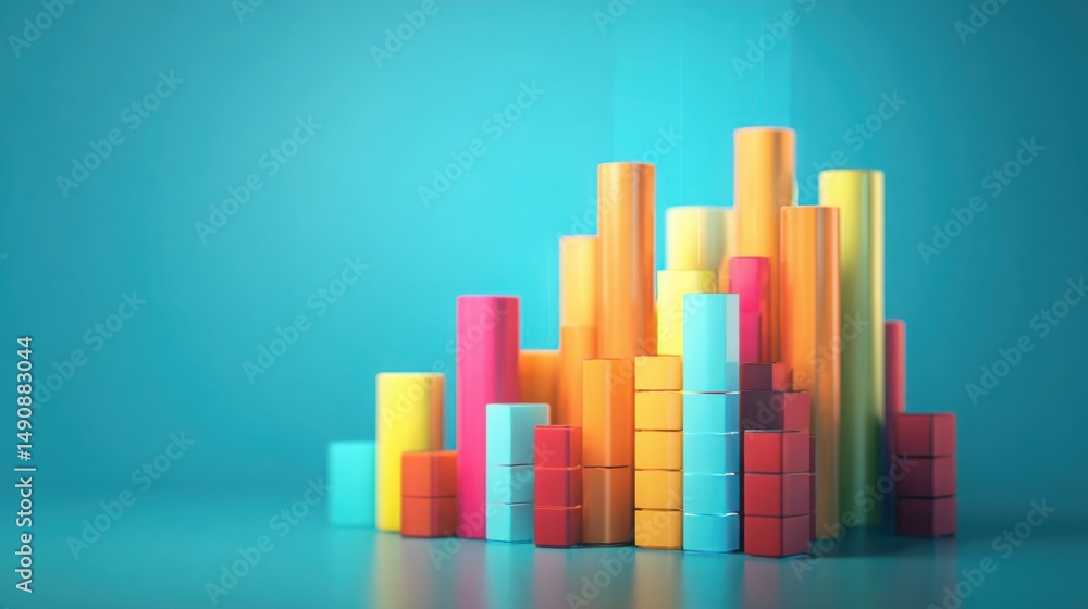 Poster colorful stack of blocks representing stability and structure in ai-forecasted retracement duration 