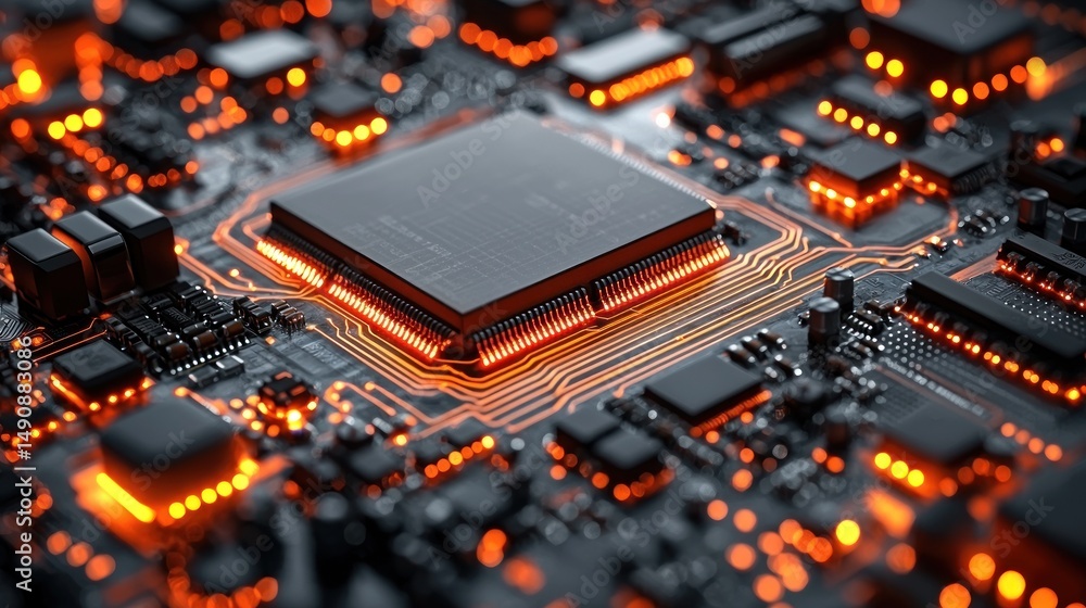 Poster closeup circuit board with processor