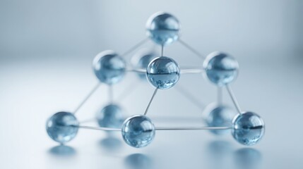 Intricate molecule with blue spheres depicting scientific concepts in ai-generated fiscal consolidation modeling