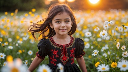 Smile Capturing True Happiness Among Blossom Petals