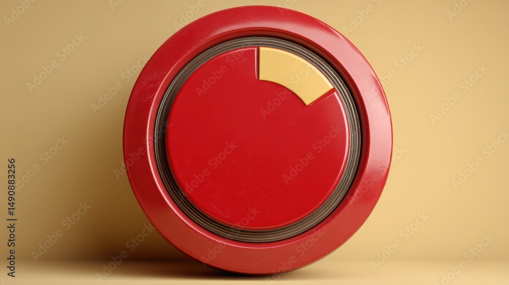 Poster striking red clock displaying time with a bold color and unique design capturing attention in modern