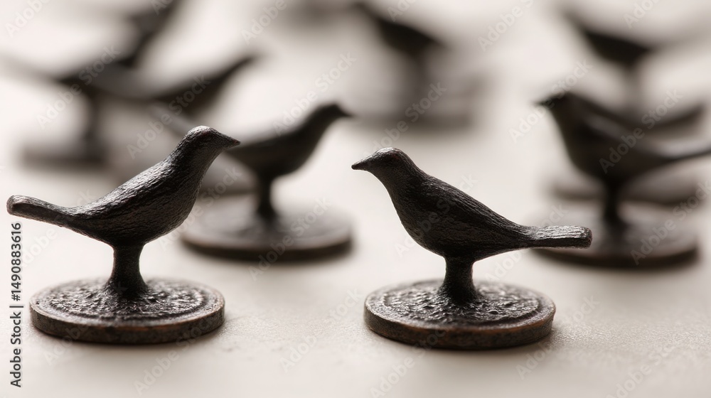 Poster captivating image of a bird resting on a table creating a serene and tranquil atmosphere in a domest