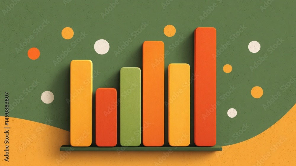 Poster informative bar chart set against a green background displaying key financial data and trends in a c