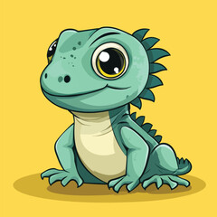 Adorable Cartoon Lizard with Large Eyes and Spiked Crest