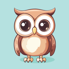 Adorable Cartoon Owl with Large Eyes and Brown Feathers