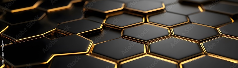 Poster abstract geometric pattern of overlapping hexagons.