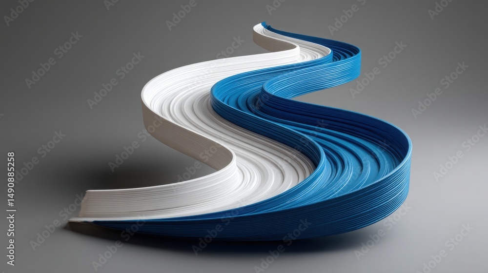 Poster a blue and white wave visualizing economic dynamics on a usa map with ai-augmented wealth generation