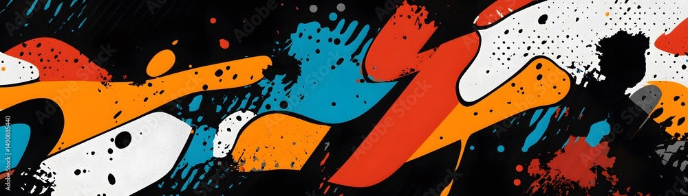 Poster abstract design with vibrant colors and dynamic shapes