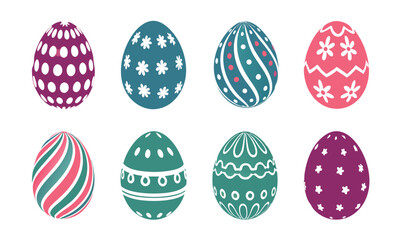 Realistic 3D Easter Eggs Vector Illustration Set with Decorative Colorful Patterns – Happy Easter Festive Holiday Design Elements 