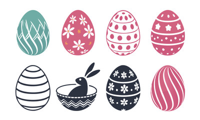 Realistic 3D Easter Eggs Vector Illustration Set with Decorative Colorful Patterns – Happy Easter Festive Holiday Design Elements 