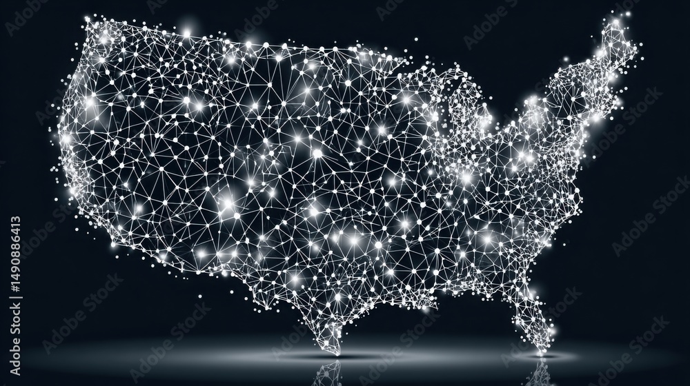 Poster united states map featuring a network of connections representing supply chain resilience index for 