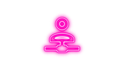 Glowing neon icon of a person connected to a network, symbolizing communication, Neon account network icon glow with transparent background