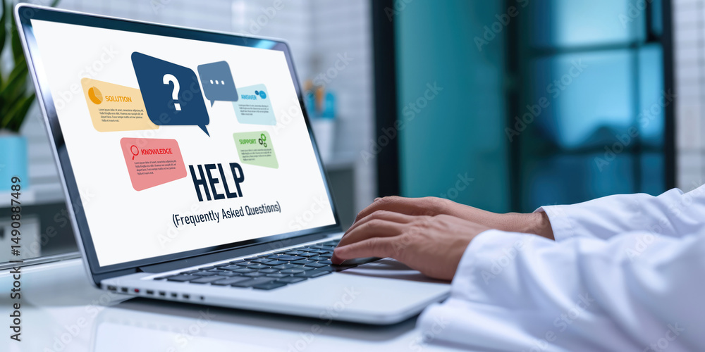 Poster help screen on the website provide answer to faq frequently asked question brisk with knowledge info