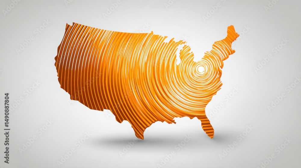 Poster united states map with ai-enabled anti-exploitation detection engine icon concept for social justice
