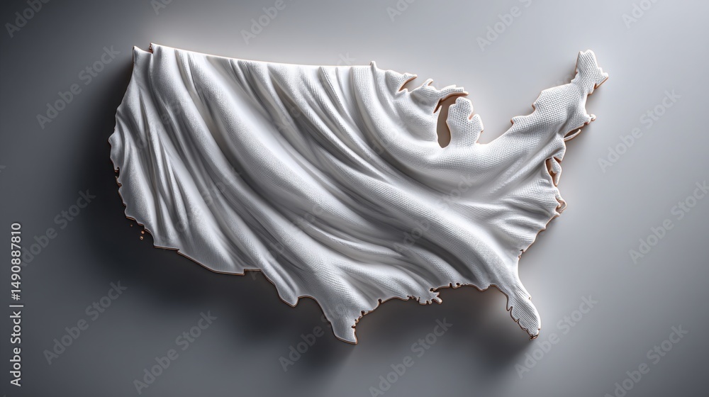 Poster white cloth draped over detailed map representing global economic analysis with ai-driven correction