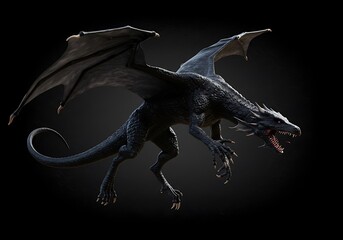 Obraz premium Nightfall's Fury: Obsidian Dragon