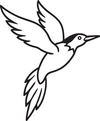  a flying woodpecker on white background