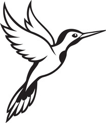  a flying woodpecker on white background