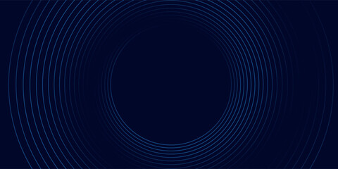 Abstract blue glowing geometric lines on dark blue background. Modern shiny blue circle lines pattern. Futuristic technology concept