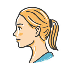 beautiful profile of young woman icon