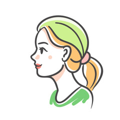 beautiful profile of young woman icon