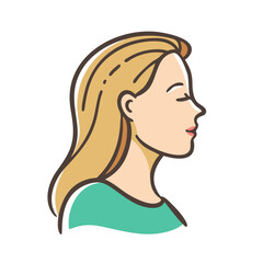 beautiful profile of young woman icon