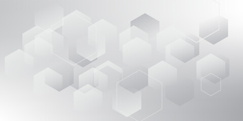 Abstract white and grey hexagons background. Vector illustration