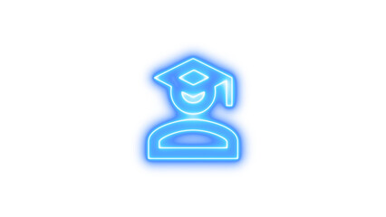 Neon icon of a person wearing a graduation cap, symbolizing education, Neon account school icon glow with transparent background