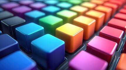 Fototapeta premium Colorful glossy cubes pattern background