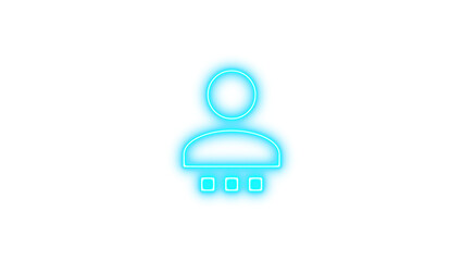 Glowing neon icon of a stylized person with a circular head and rectangular body, Neon account settings icon glow with transparent background