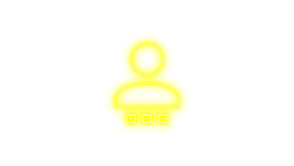 Glowing neon icon of a stylized person with a circular head and rectangular body, Neon account settings icon glow with transparent background