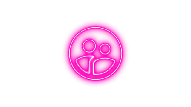 Glowing Neon Social Connection Icon, Neon account supervisor circle icon glow with transparent background