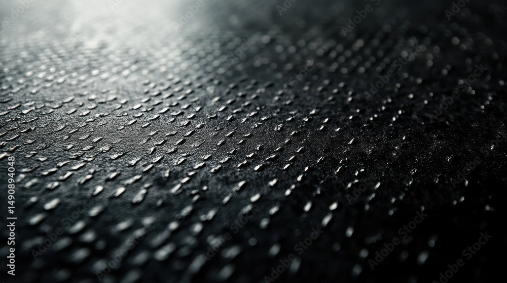 Poster dark textured surface with repeating dot pattern and water droplets