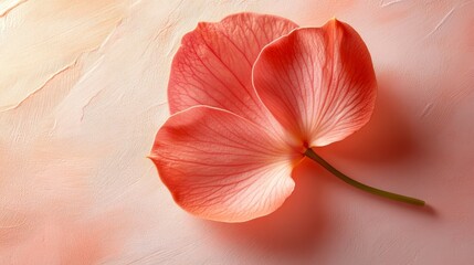 Delicate coral flower petals on a textured backdrop.