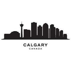 Obraz premium Calgary skyline horizontal banner. Black Calgary, Canada. Vector template for your design. Vector black silhouette. with white background
