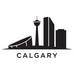 Calgary skyline horizontal banner. Black Calgary, Canada. Vector template for your design. Vector black silhouette. with white background
